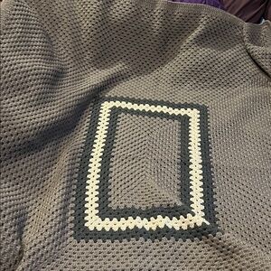 Gramdma Ventures Handmade Crochet Lg Granny Square Blanket Med Shades Gray New